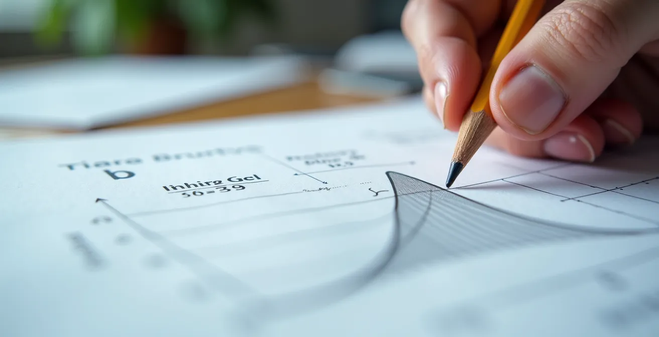 Makroaufnahme von statistischen Diagrammen und Wahrscheinlichkeitskurven auf Bildschirm