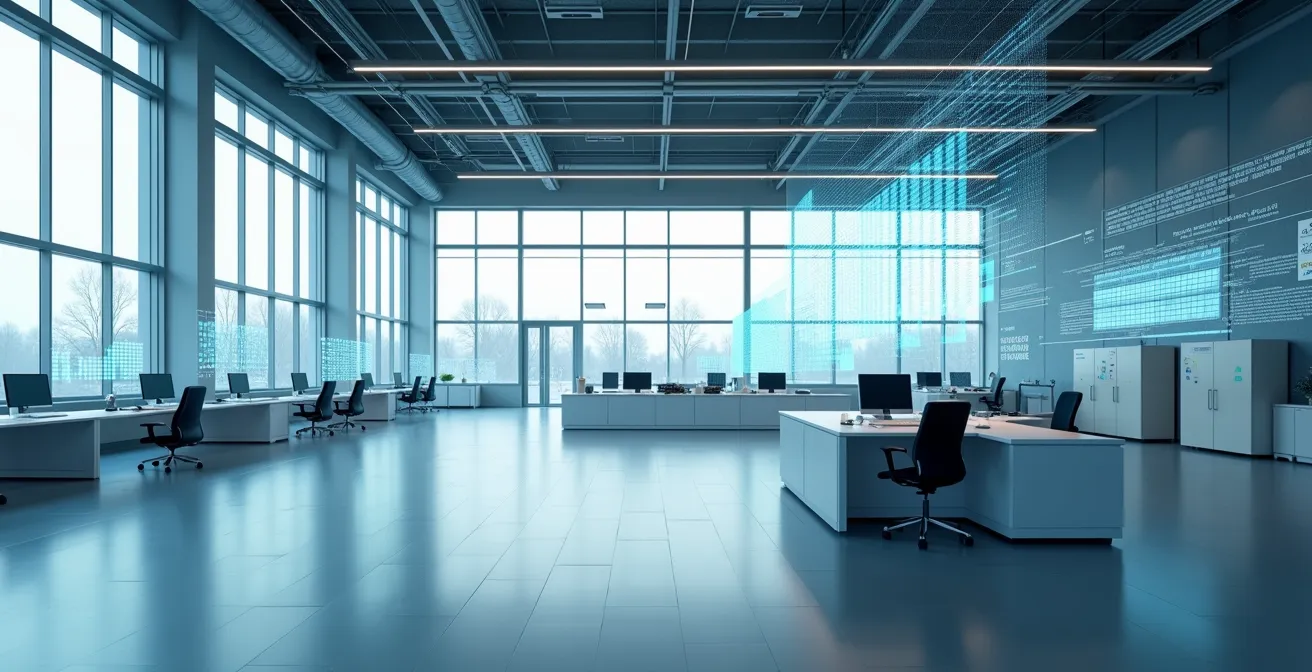 Visualisierung proaktiver Kundenbindung durch die Analyse von Nutzungsdaten auf einem Dashboard in einem industriellen Kontrollraum