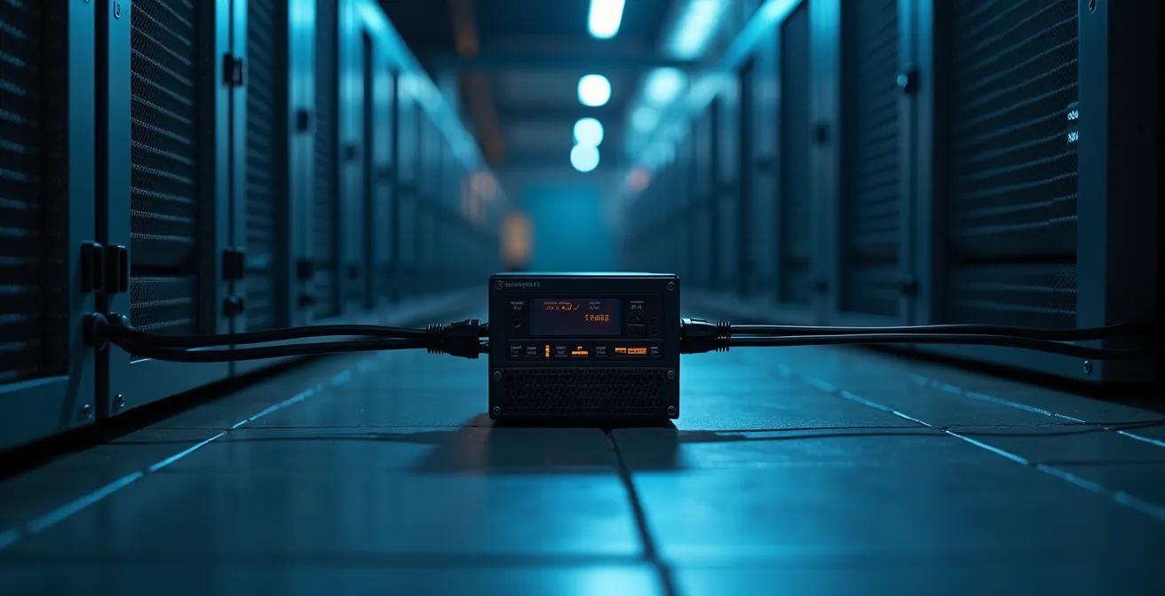 Ein Edge-Gateway als sichere Brücke, das eine alte Industriemaschine mit einer modernen Cloud-Infrastruktur verbindet.