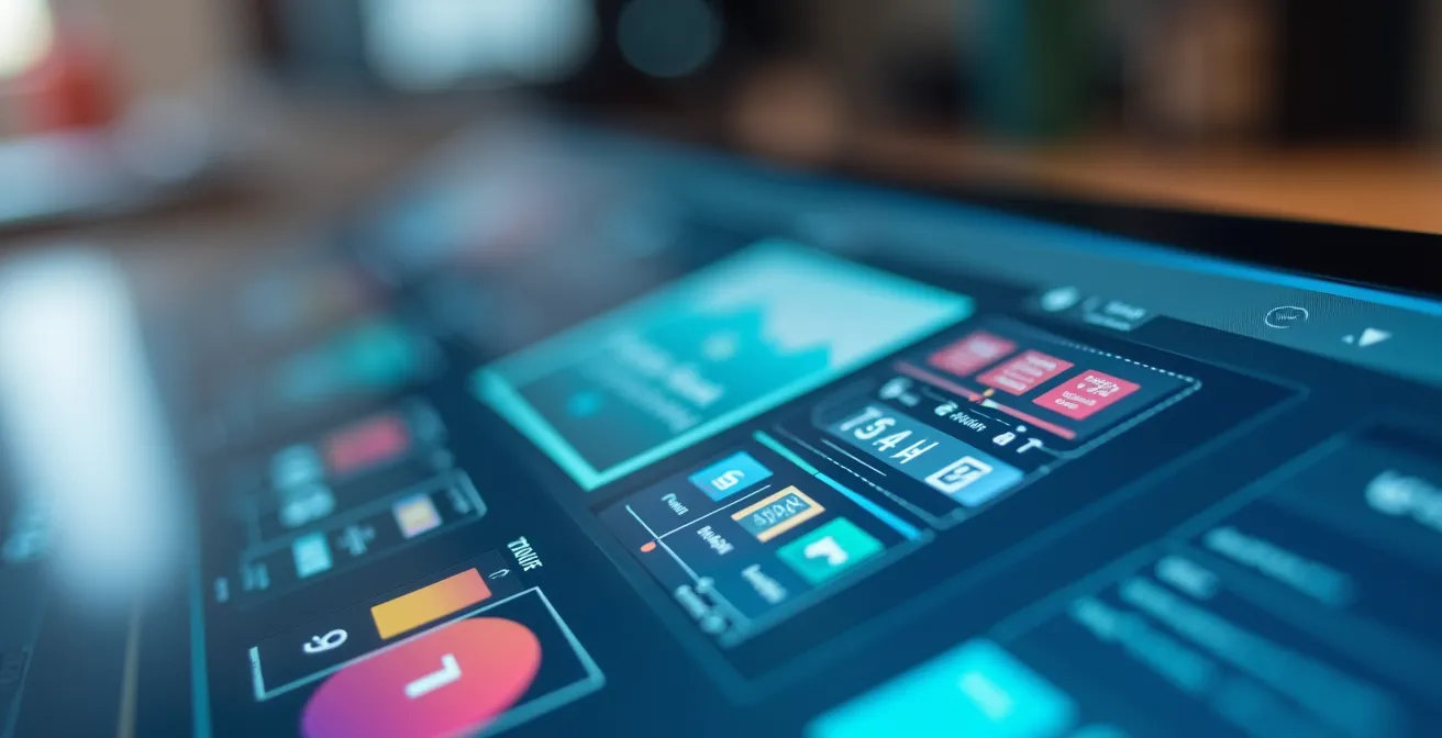 Nahaufnahme einer Design-Vorlage mit gesperrten Elementen und flexiblen Bereichen, die das Poka-Yoke-Prinzip illustriert.