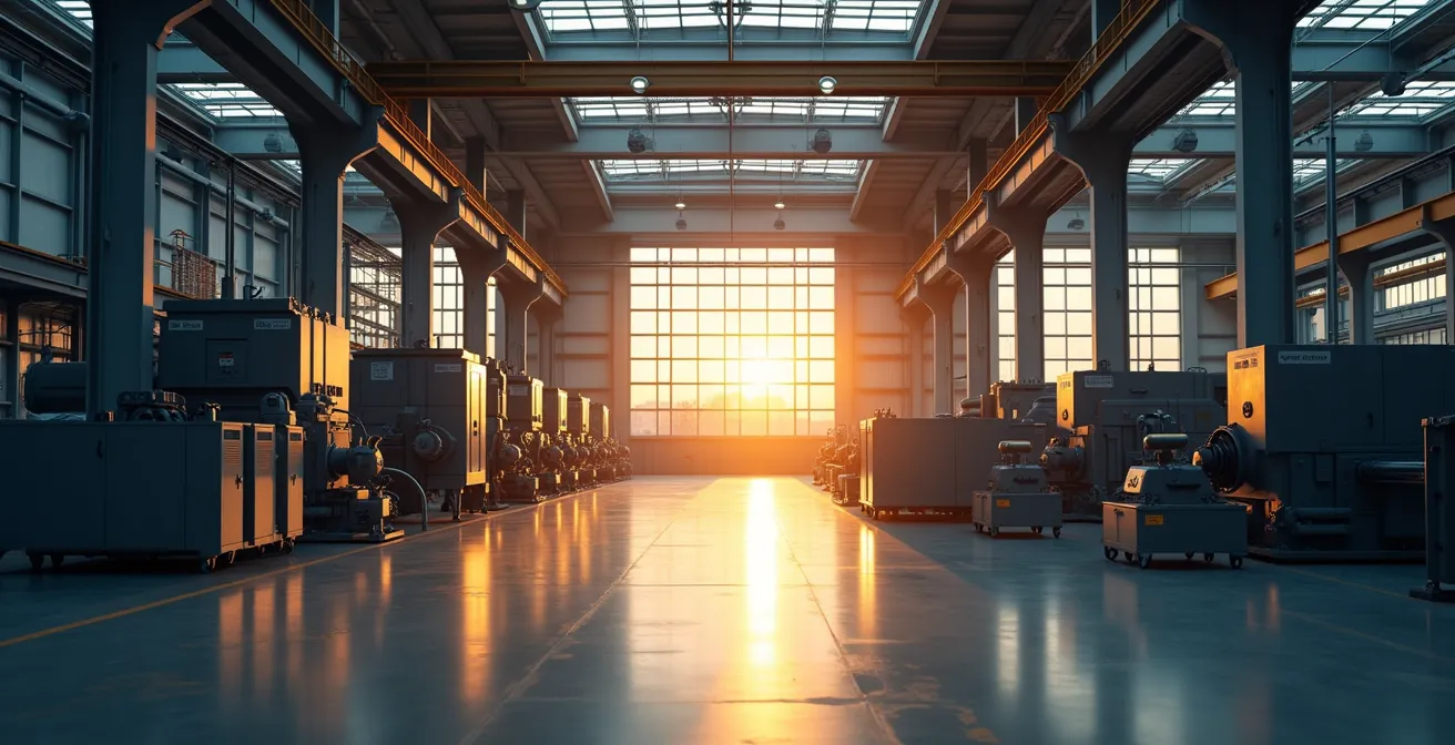 Moderne Produktionshalle symbolisiert langfristige Markeninvestition