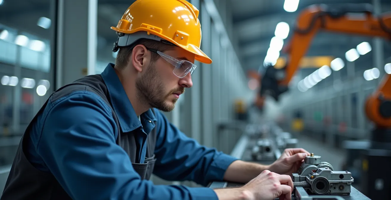 Moderne deutsche Produktionsstätte als Symbol für erfolgreiches Nearshoring