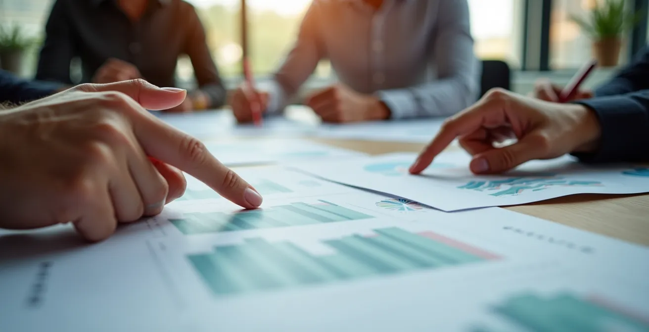 Datenbasierte Diskussion in einem Smarketing-Meeting